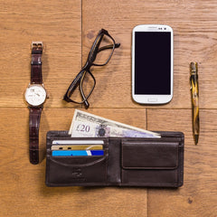 Коричневый мужской кошелек с монетницей Visconti HT7 Stamford (Brown) -  Visconti