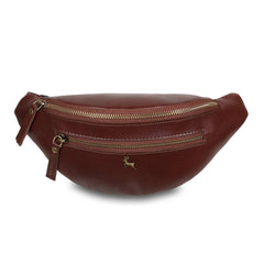 Жіноча коричнева сумка на пояс (бананка) Ashwood V32 Chestnut (Каштановий)