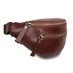 Жіноча коричнева сумка на пояс (бананка) Ashwood V32 Chestnut (Каштановий)