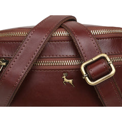 Жіноча коричнева сумка на пояс (бананка) Ashwood V32 Chestnut (Каштановий)