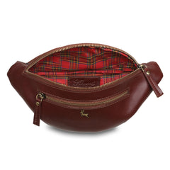 Жіноча коричнева сумка на пояс (бананка) Ashwood V32 Chestnut (Каштановий)