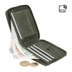 Кошелек на молнии болотного цвета Visconti 702 - Bullet (oil green) -  Visconti