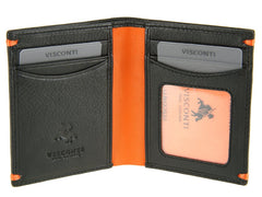 Компактный мужской кошелек без монетницы Visconti AP60 Thun (Black/Orange) - черно-оранжевый - Visconti
