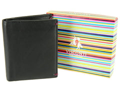 Компактный мужской кошелек без монетницы Visconti AP60 Thun (Black/Burgundy) - черный\бургунди - Visconti