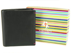 Небольшой мужской кошелек с монетницей на молнии Visconti AP61 Brig (Black/Burgundy) - Visconti