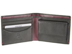Классический черный мужской кошелек с монетницей Visconti AP62 Montreux (Black/Burgundy) -  Visconti