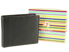 Классический черный мужской кошелек с монетницей Visconti AP62 Montreux (Black/Burgundy) -  Visconti