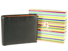 Классический черный мужской кошелек с монетницей Visconti AP62 Montreux (Black/Orange) - Visconti