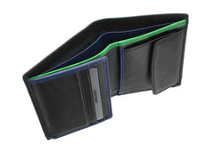 Мужской кошелек с зелено-синим декором Visconti BD22 Dr. No (Black/Green) - Visconti