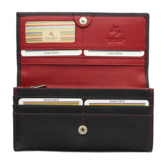 Женский черно-красный кошелек на кнопке Visconti CD21 - Topaz (black/red) - Visconti