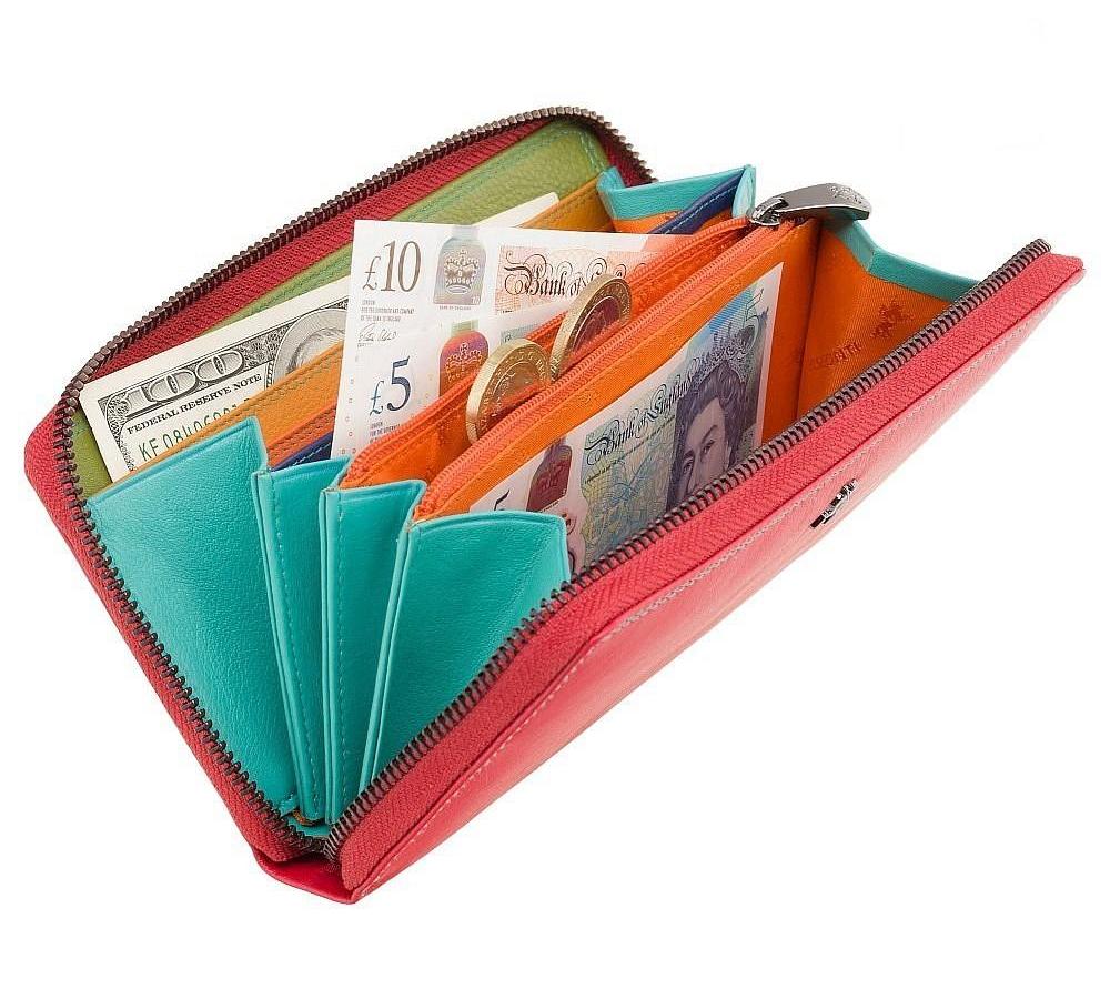 Красный кошелек-клатч на молнии Visconti SP79 Violet Red (женский) -  Visconti