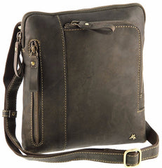 Небольшая мужская сумка на плечо Visconti 15056 Roy (Oil Brown) - темно-коричневая -  Visconti