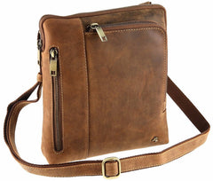 Небольшая мужская сумка на плечо Visconti 15056 Roy (Oil Tan) - светло-коричневая -  Visconti