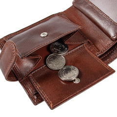 Темно-коричневый мужской кошелек из гладкой кожи  ASHWOOD 1258 VT TAN - Viscontibags