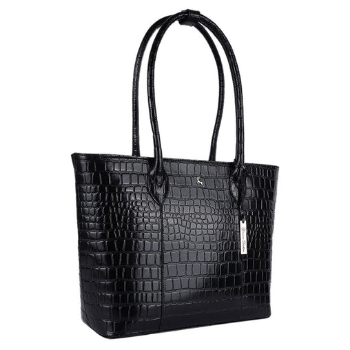 Женская вместительная кожаная сумка Ashwood  C56 BLACK