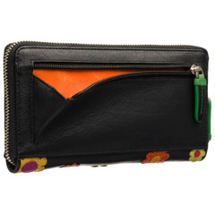 Женский черный кошелек-клатч с вышитыми цветами DS85 Rhode (Black Pace)