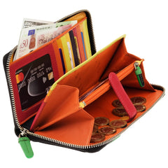 Женский черный кошелек-клатч с вышитыми цветами DS85 Rhode (Black Pace)
