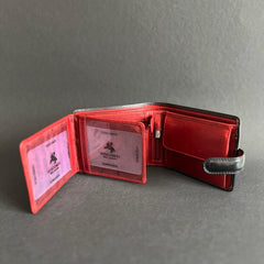 Чорно-червоний чоловічий гаманець на застібці Visconti TR35 Atlantis (Black/Red)