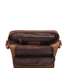 Коричневая мужская сумка на плечо Ashwood M56 COGNAC (коричневая)