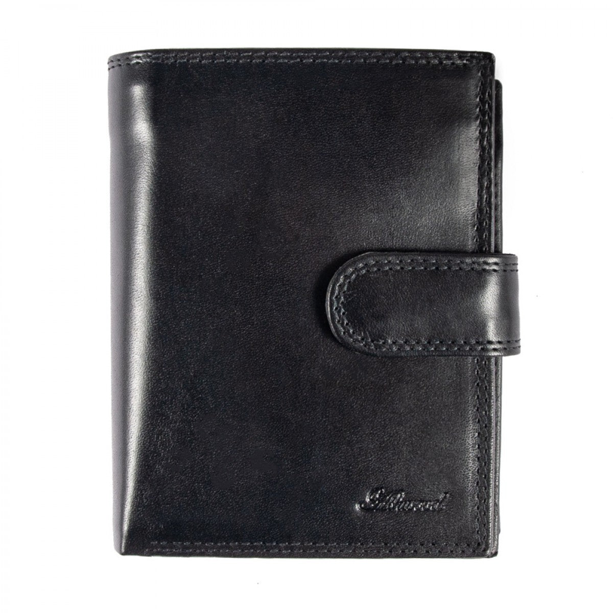 Черный мужской кошелек из гладкой кожи  ASHWOOD 1246 VT BLACK