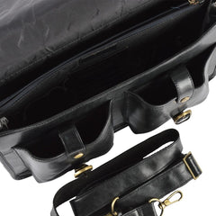 Черный кожаный портфель Ashwood 8190 BLACK