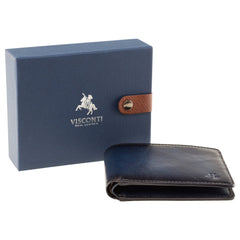 Темно-синий винтажный мужской кошелек Visconti AT58 Milo Burnish Blue