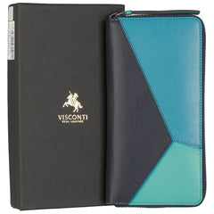 Женский синий кошелек клатч на молнии Visconti BRC98 Julia (Blue)
