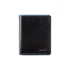 Черный мужской кошелек с синей каймой Visconti ALP84 Smith (Black) с защитой RFID -  Visconti