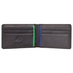 Мужская кожаная визитница с зелено-синим декором Visconti BD11 Q (Black/Green) -  Visconti