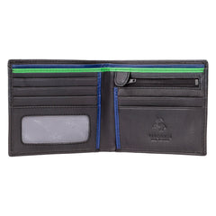 Мужской кошелек с зелено-синим декором Visconti BD707 Le Chiffre (Black/Green) -  Visconti