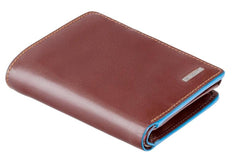 Коричневый мужской кошелек в три сложения с синей каймой Visconti ALP87 Ralph (Brown) с защитой RFID -  Visconti