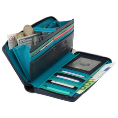 Женский черно-синий кошелек клатч на молнии Visconti BR76 BLUE/ORCHID