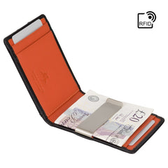 Чорно-оранжевий чоловічий гаманець із затиском Visconti VSL57 Tap'n'Go (Black Monza/Orange)