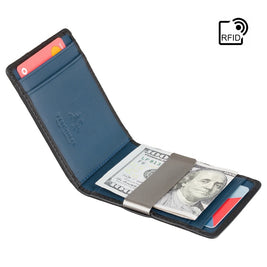 Чорно-синій чоловічий гаманець із затискачем Visconti VSL57 Tap'n'Go (Black/Cobalt)