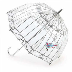 Дизайнерский женский зонт-трость прозрачный LULU GUINNESS BY FULTON L719 BIRDCAGE (ПТИЧКА В КЛЕТКЕ)