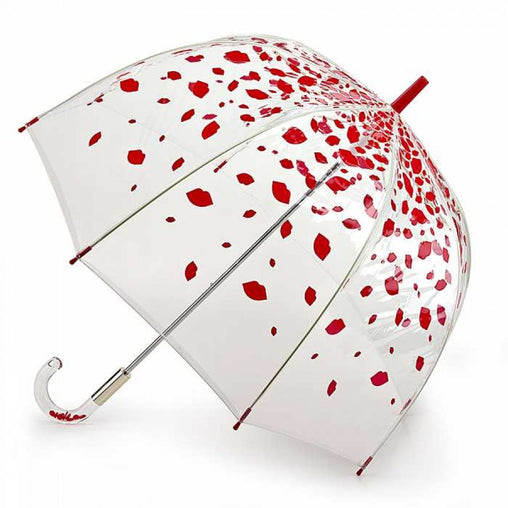 Дизайнерський жіночий парасолька-тростина прозорий LULU GUINNESS BY FULTON L719 RAINING LIPS (Губи)