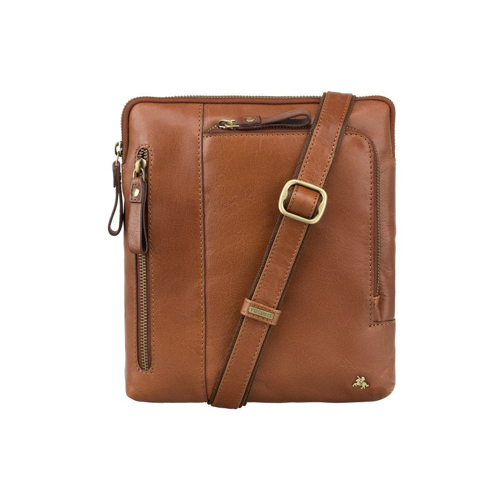 Светло-коричневая мужская сумка на плечо Visconti ML20 Roy (Tan) - гладкая кожа -  Visconti
