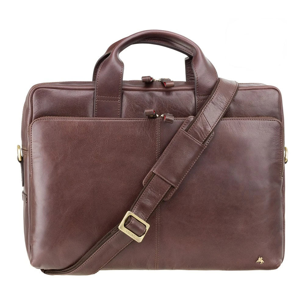 Коричневая сумка для ноутбука 15" Visconti ML31 Hugo с защитой RFID (brown) -  Visconti