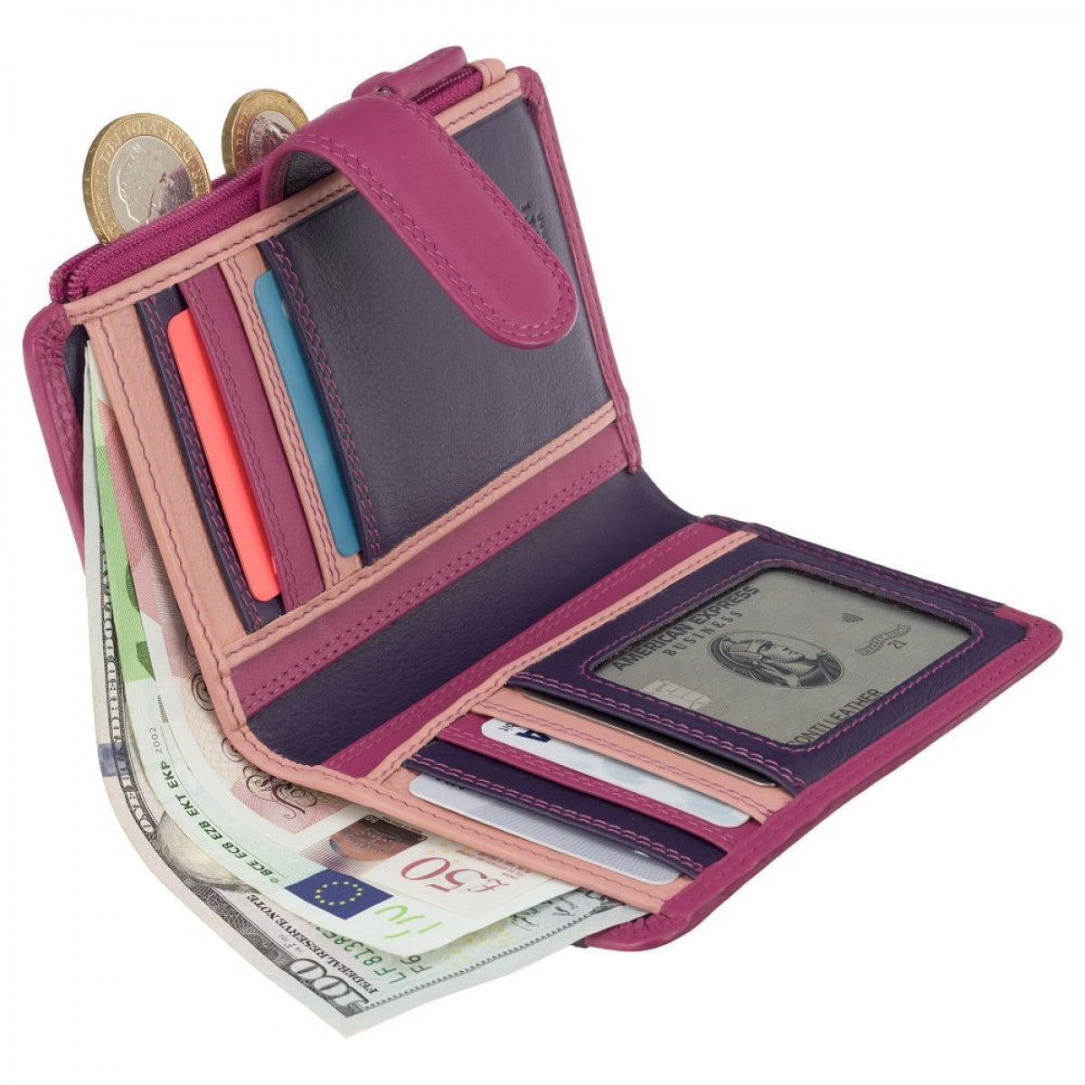 Рожевий жіночий гаманець Visconti RB97 BERRY MULTI