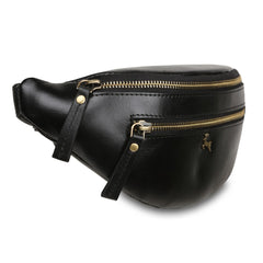 Жіноча чорна сумка на пояс (бананка) Ashwood V32 Black (Чорний)