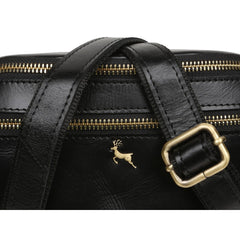 Женская черная сумка на пояс (бананка) Ashwood V32 Black (Черный)