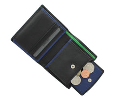 Мужской кошелек с зелено-синим декором Visconti BD22 Dr. No (Black/Green) -  Visconti