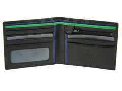 Мужской кошелек с зелено-синим декором Visconti BD707 Le Chiffre (Black/Green) -  Visconti